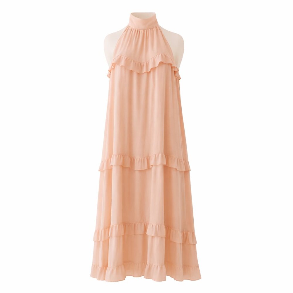 Entro NWT Blush Ruffle Halter Maxi Dress Boho M - Picture 2 of 16